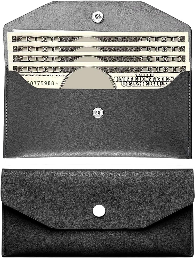 Nolcha Pu Leather Cash Envelope Wallet - Reusable Cash Stuffing Wallet for Men and Women -Black - Image 1